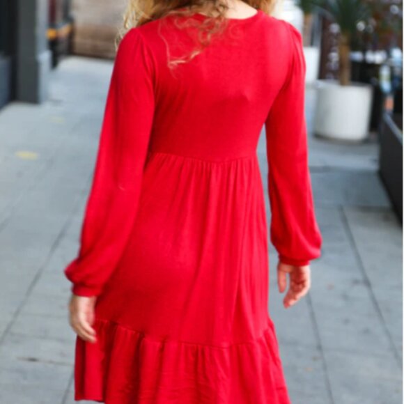 HAPTICS Lady In Red Hacci Fit & Flare Ruffle Dress 2X - Picture 6 of 7